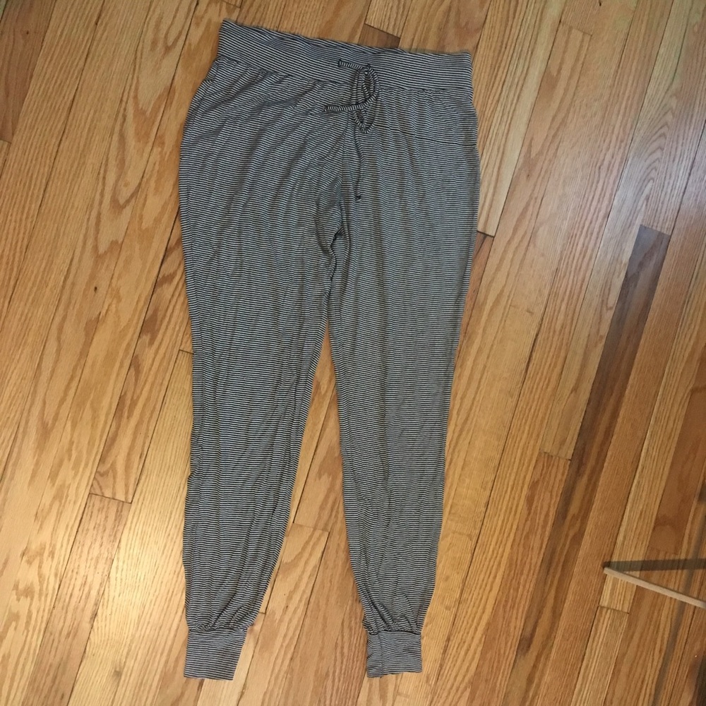 Black and white striped lounge pants